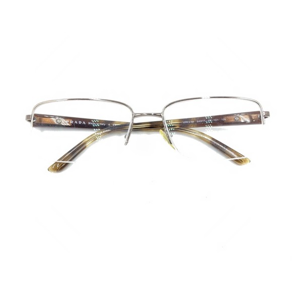 Prada VPR 51M 1BI-1O1 Bronze Brown Half Rim Eyeglasses Frames 54-17 135 Italy - Picture 12 of 12